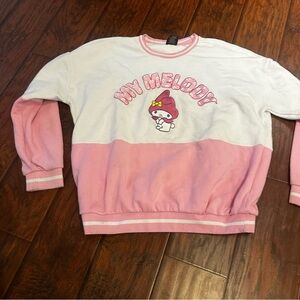Vintage My Melody Pink and White Crew Neck‎ Sweater size L